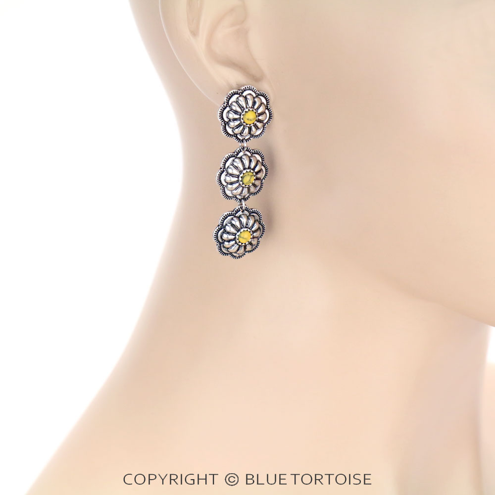 Concho 3 Drop Stud Earrings - Image 2