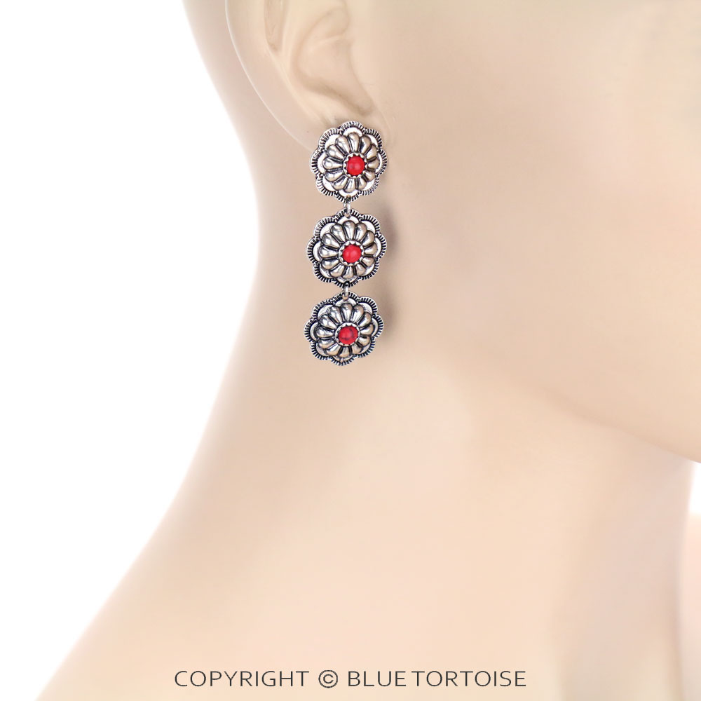 Concho 3 Drop Stud Earrings - Image 2