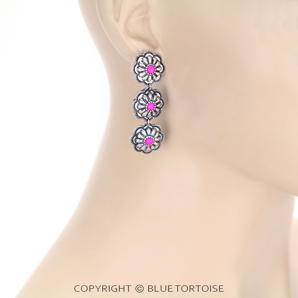 Concho 3 Drop Stud Earrings - Image 2