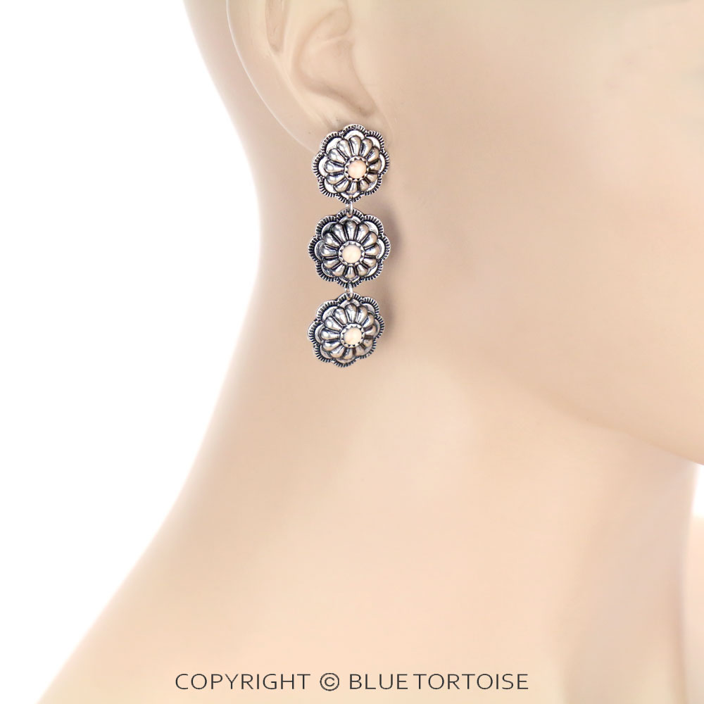 Concho 3 Drop Stud Earrings - Image 2