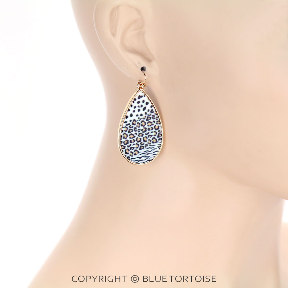 Western Animal Print Teardrop Dangle Earrings - Image 2