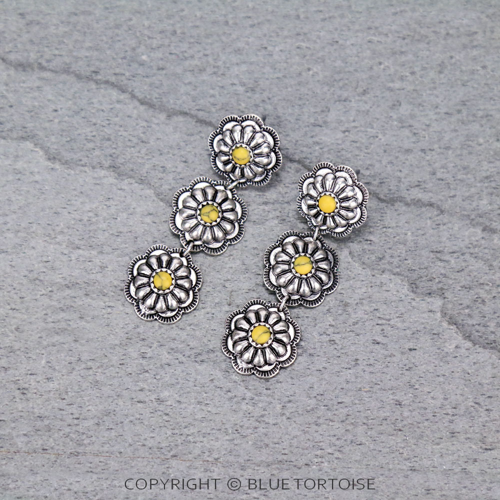 Concho 3 Drop Stud Earrings