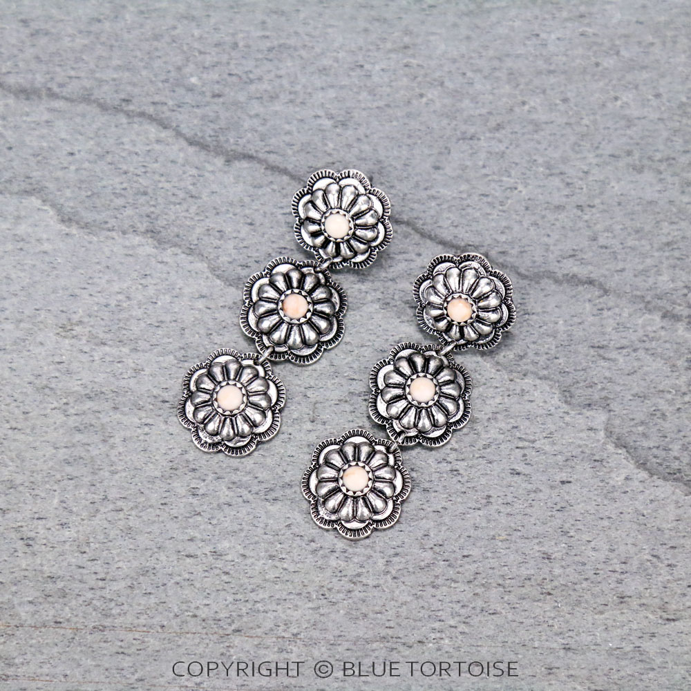 Concho 3 Drop Stud Earrings