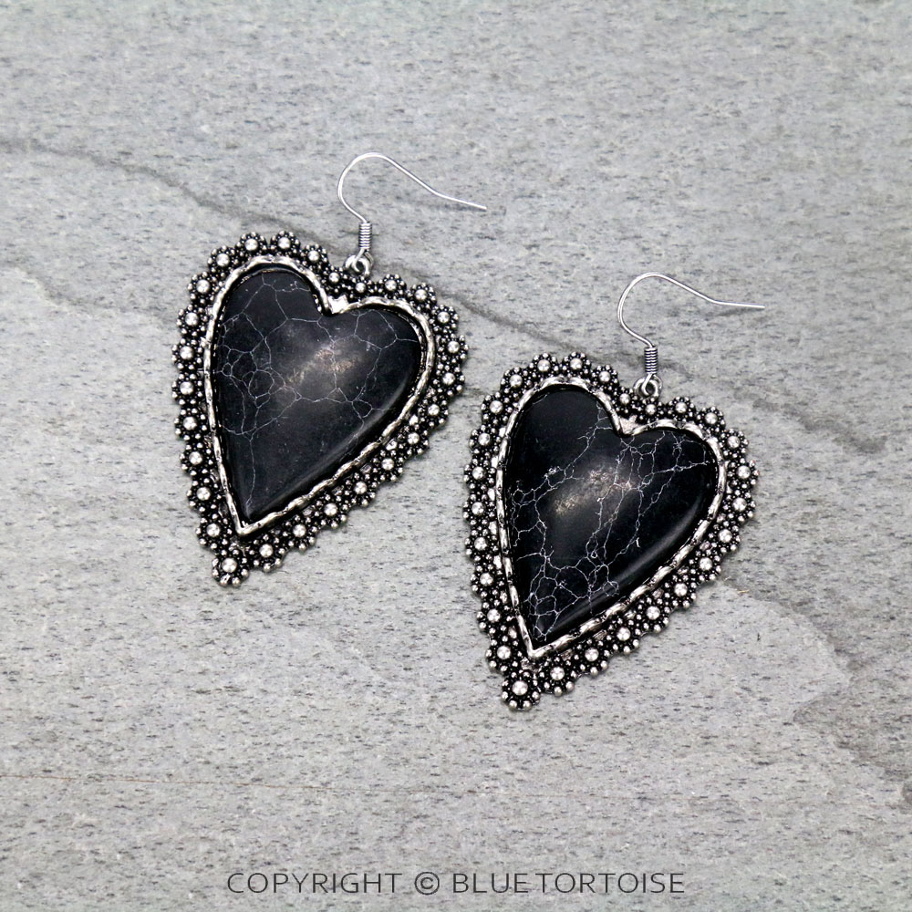 Heart Stone Dangle Earrings