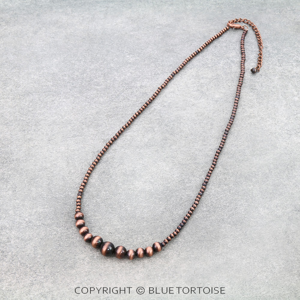 26" Long, Copper Navajo Style Pearl Necklace