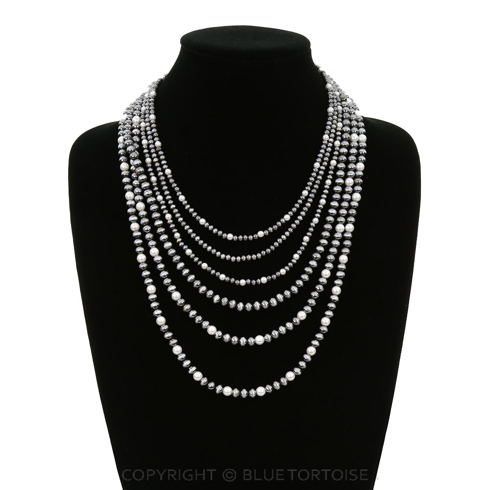 6 Row Navajo Style Pearl Necklace - Image 2