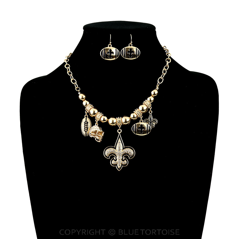 Fleur De Lis Football Theme Necklace Set - Image 2