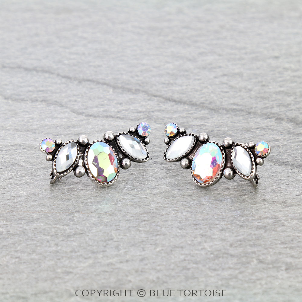 Western Design Stone Cuff Earrings