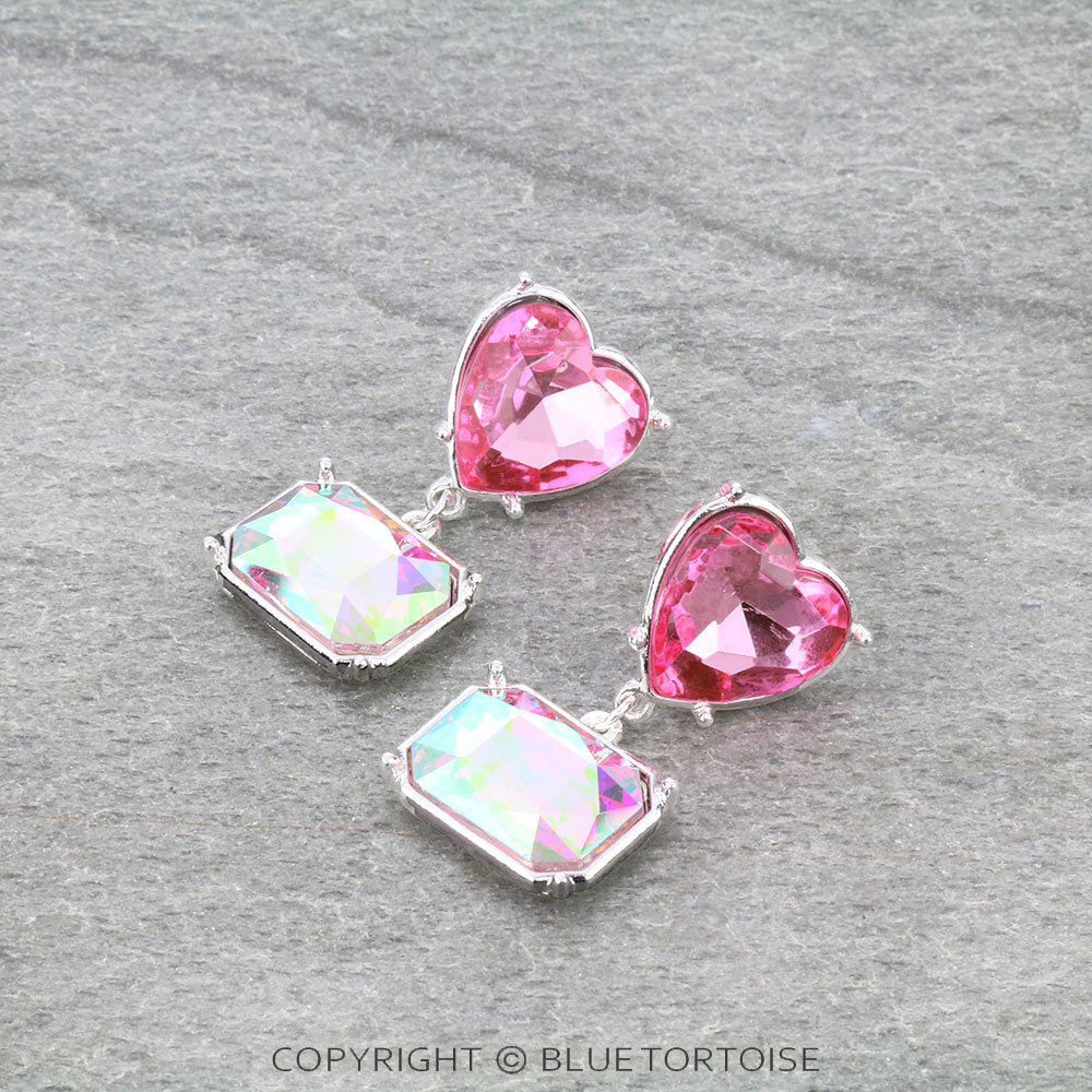Heart Stone Stud Earrings