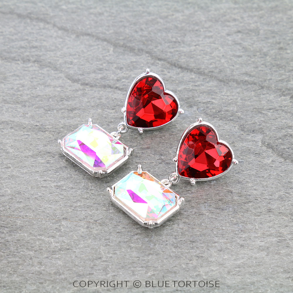 Heart Stone Stud Earrings