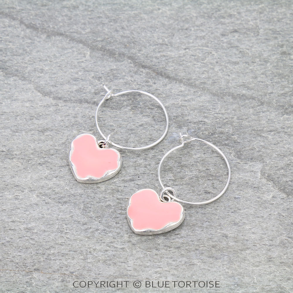 Heart Stone Hoop Earrings