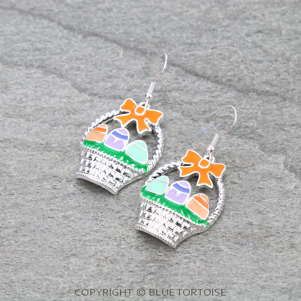 Easter Egg Basket Dangle Earrings