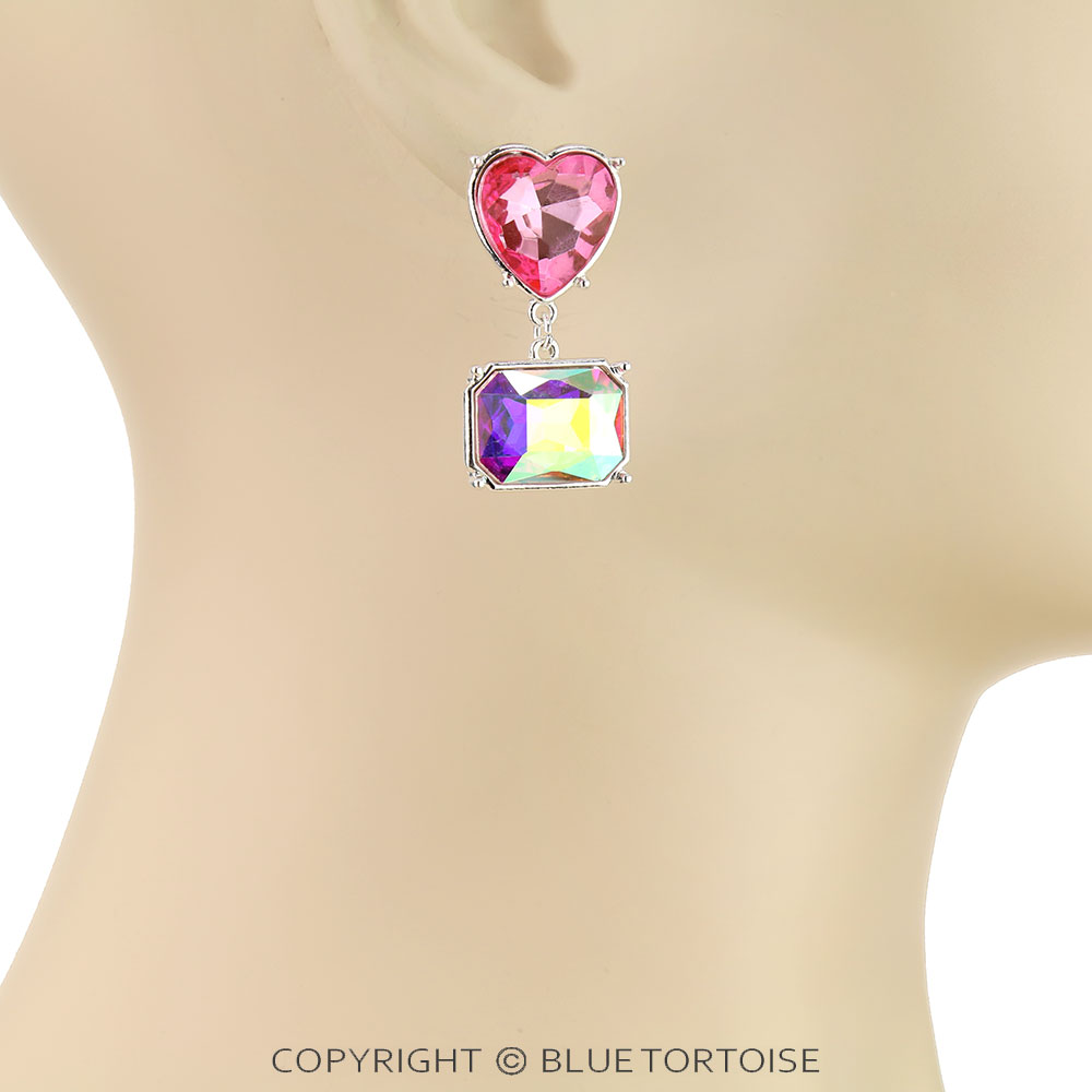 Heart Stone Stud Earrings - Image 2