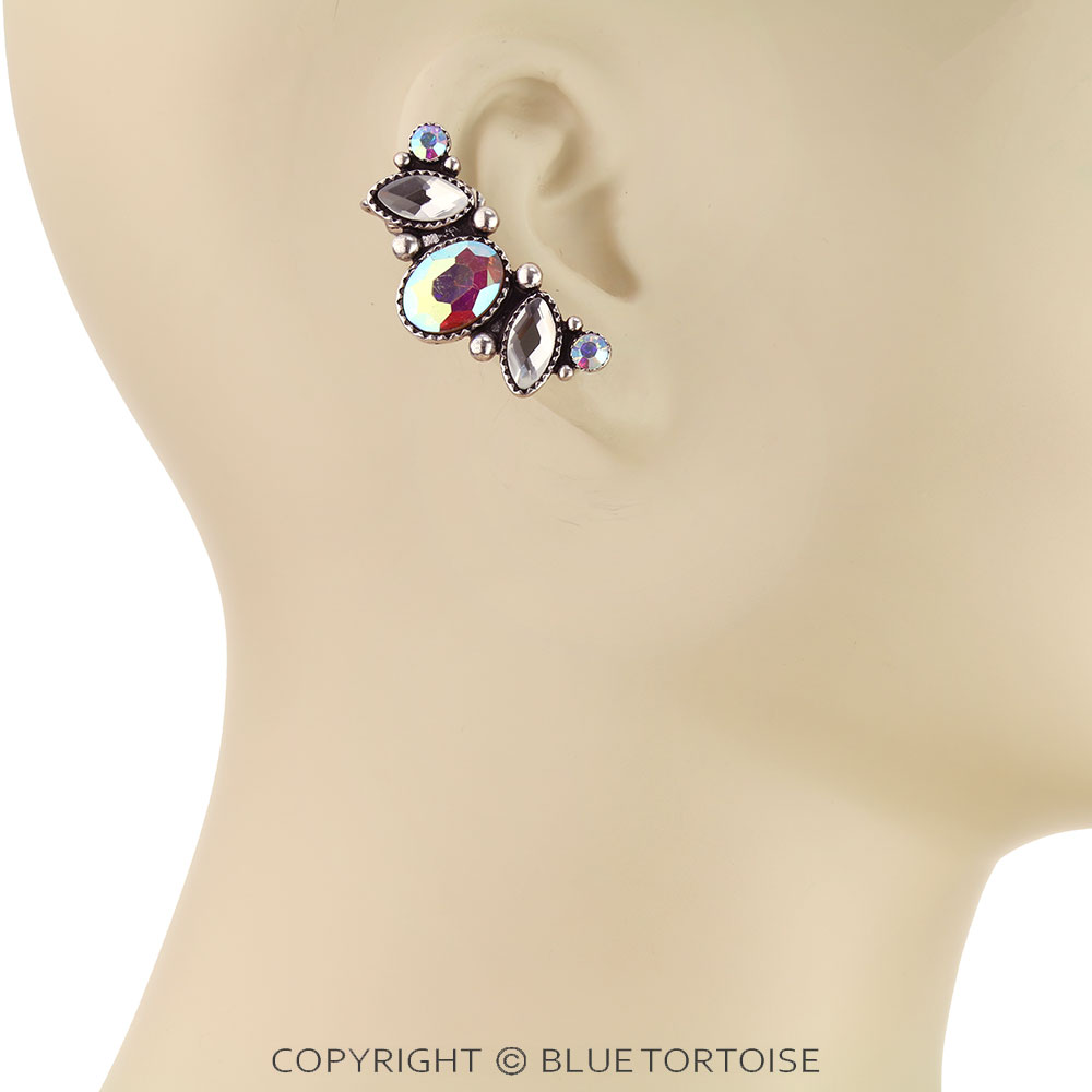 Western Design Stone Cuff Earrings - Image 2