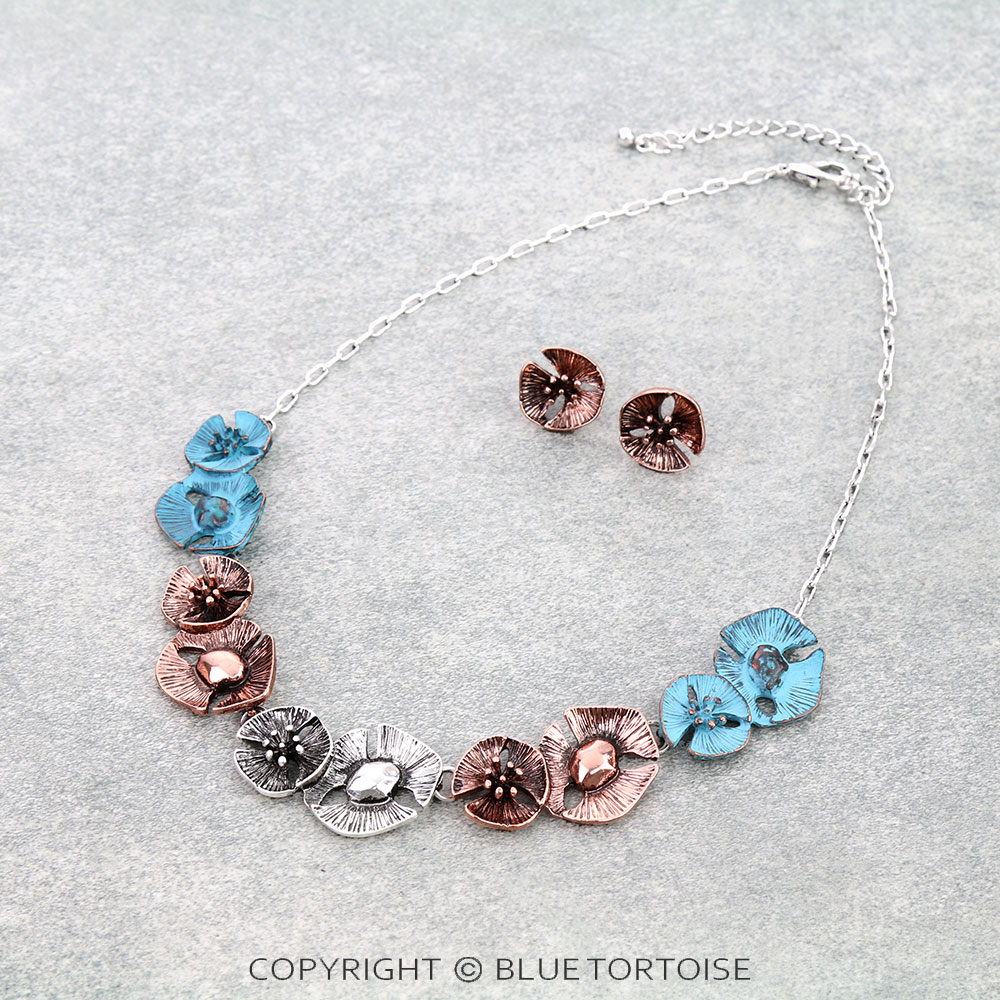 Western Flower Statement Necklace Set