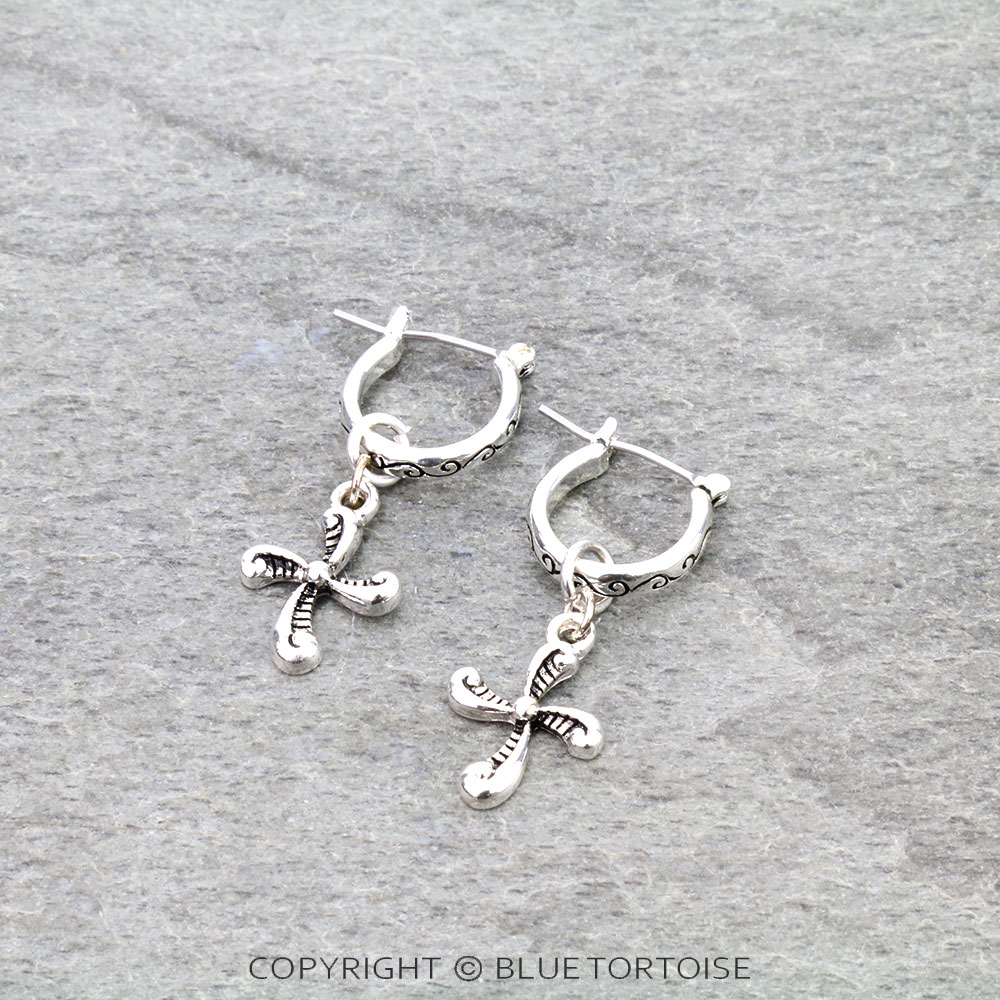 Cross Hoop Earrings