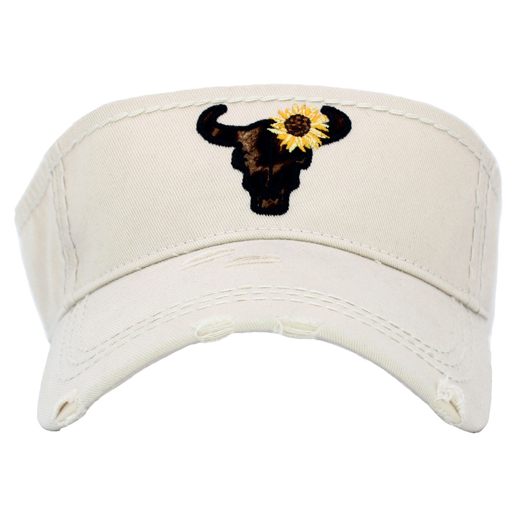 Leopard Steer Skull Sunflower Vintage Sun Visor