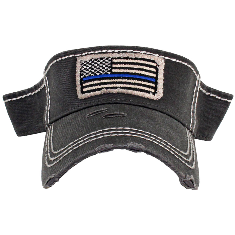 Blue Line Flag Vintage Sun Visor