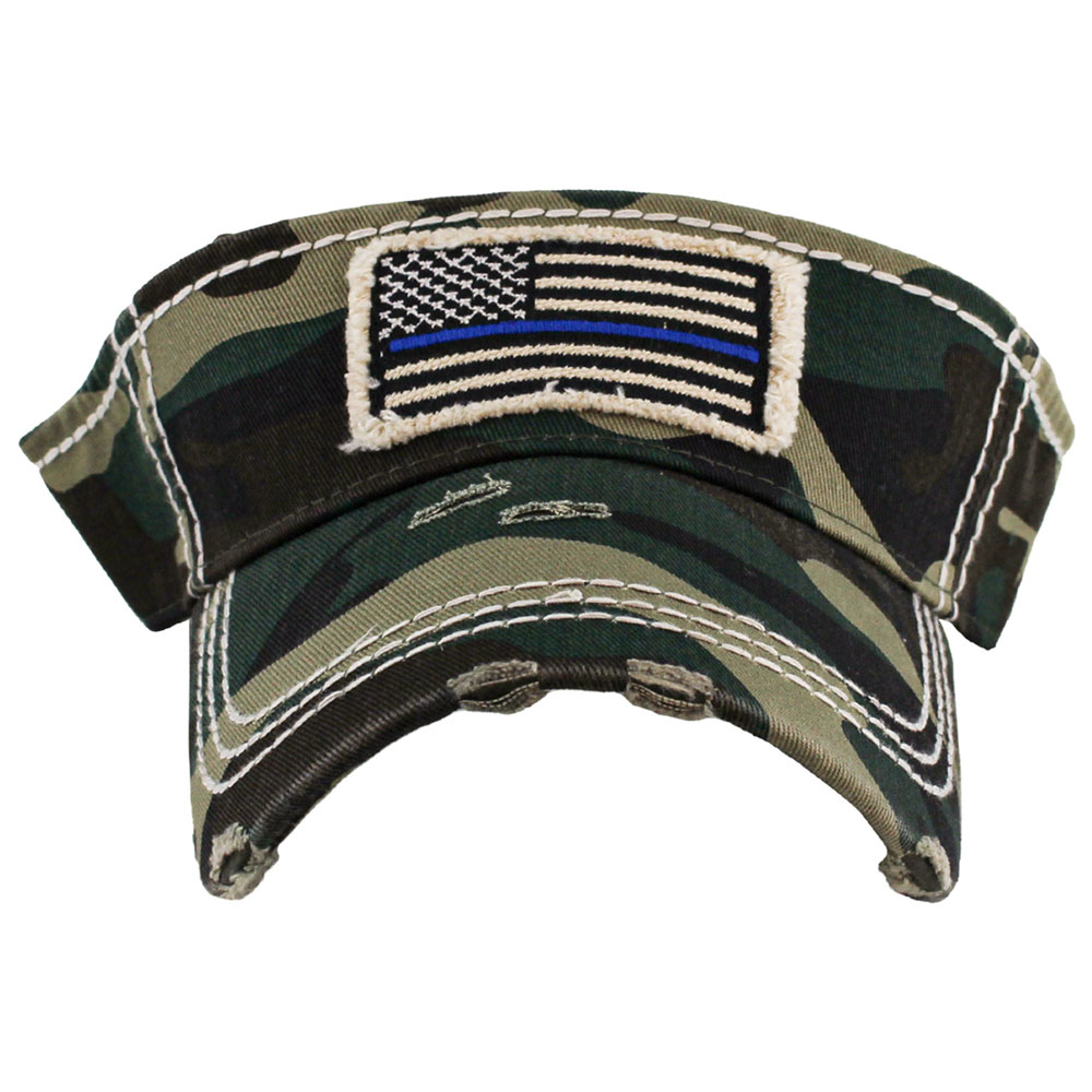 Blue Line Flag Vintage Sun Visor