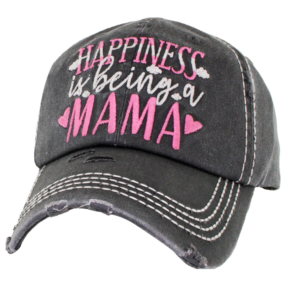 "HAPPINESS is Being on MAMA" Washed Vintage Ball Cap - Image 2
