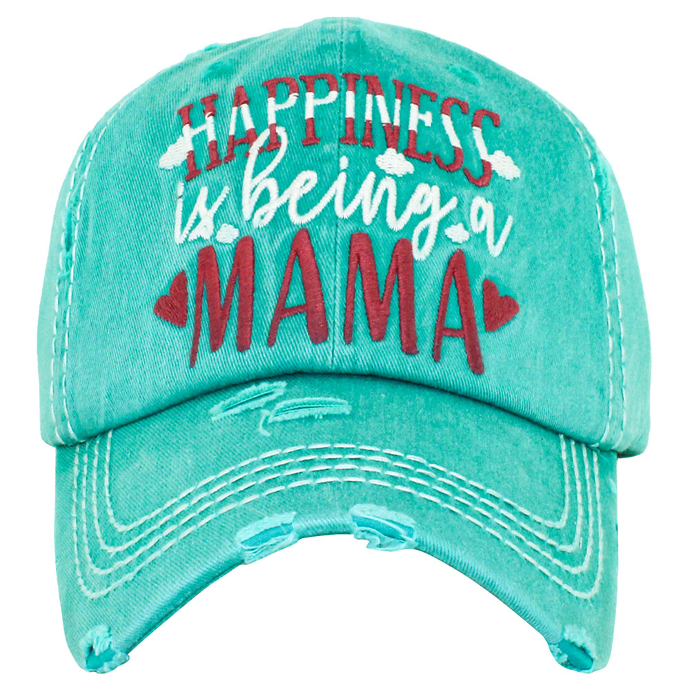 "HAPPINESS is Being on MAMA" Washed Vintage Ball Cap
