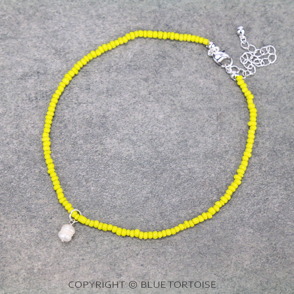 Seed Bead with Freshwater Pearl Pendant Choker