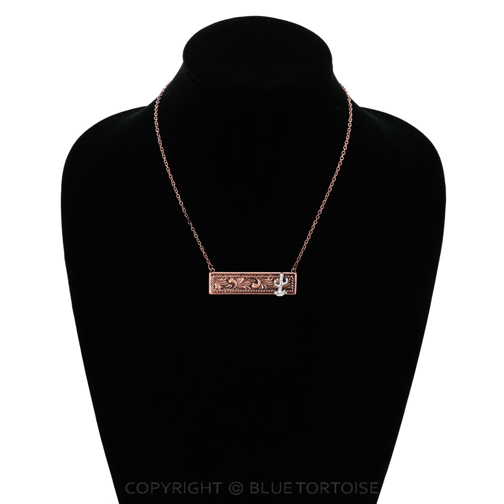 Western Cactus Bar Pendant Necklace - Image 2