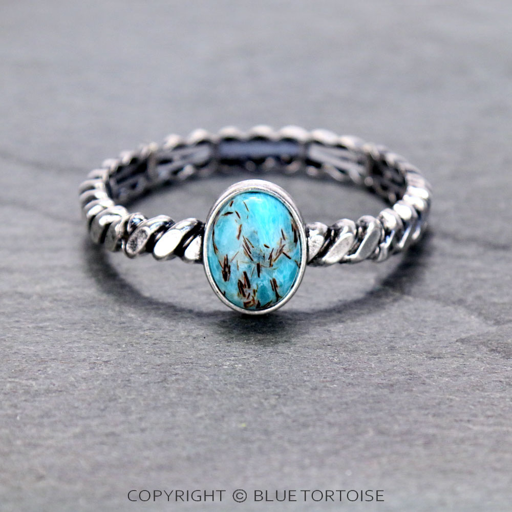 Western Semi Stone Twist Stretch Bracelet