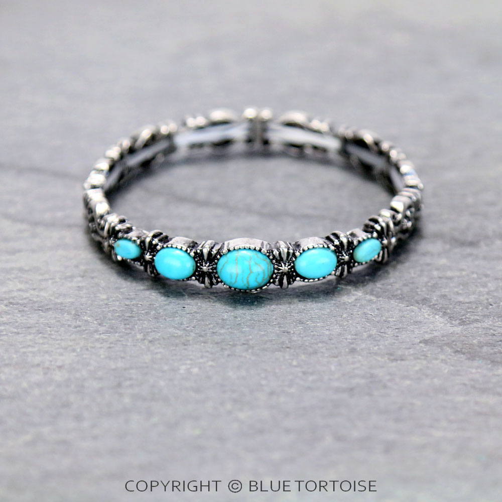 Western Look Semi Stone Design Stretch Bracelet