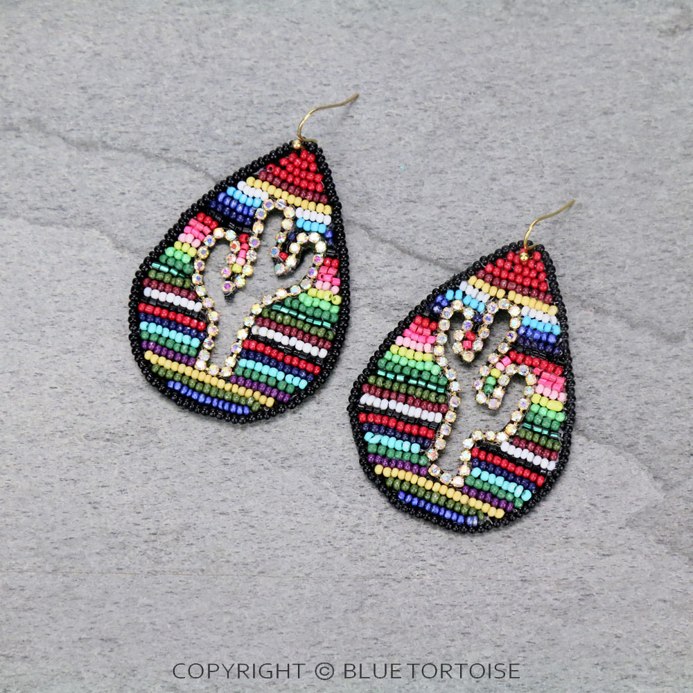 Seed Bead Cactus Dangle Earrings