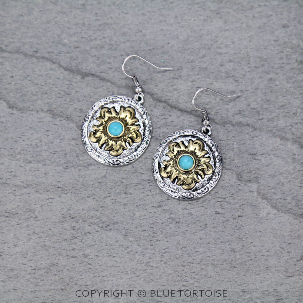 Western Style Flower Dangle Earrings