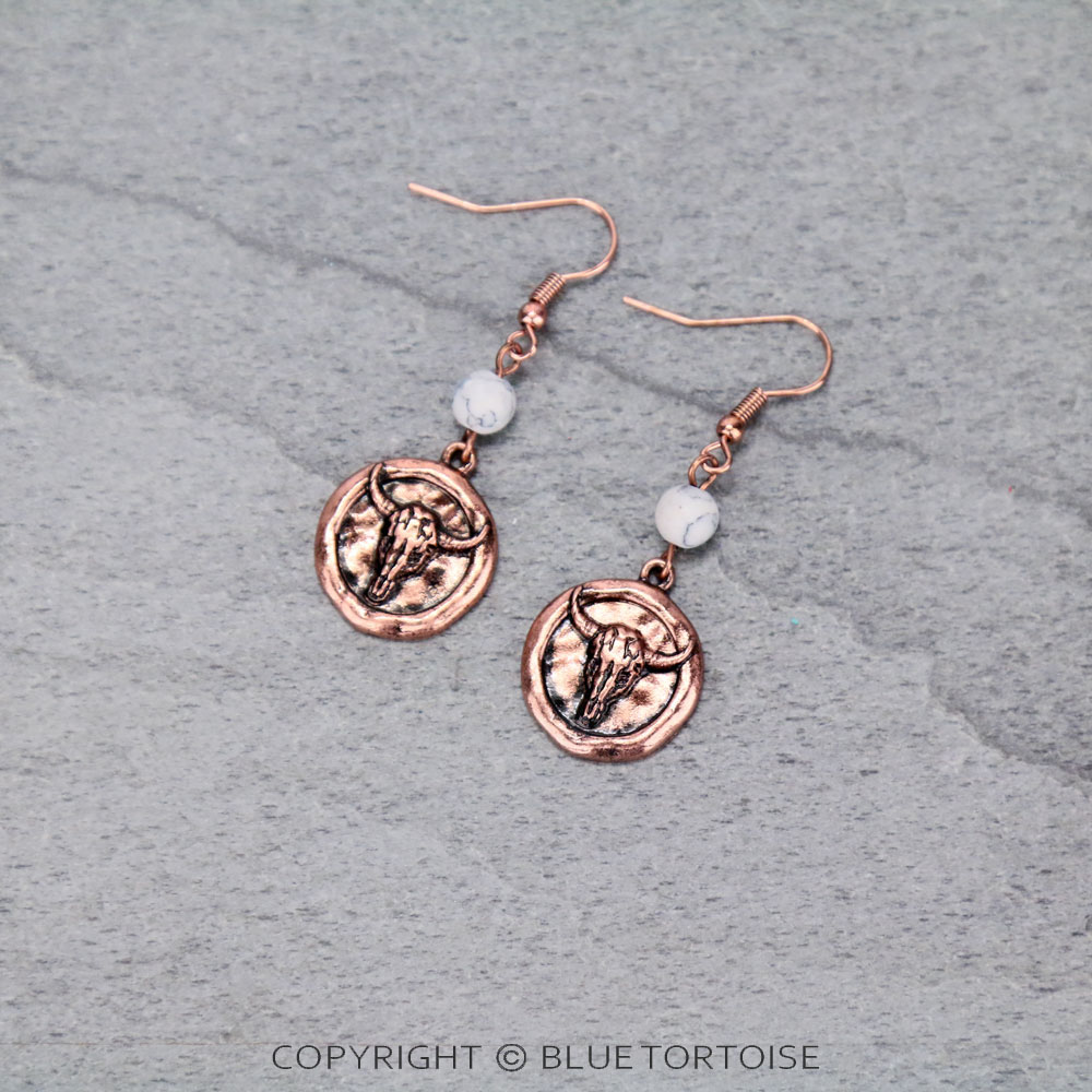 Western Steer Head Dangle Earrings