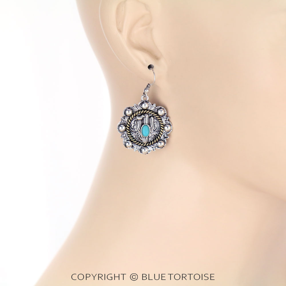 Western Style Cactus Dangle Earrings - Image 2