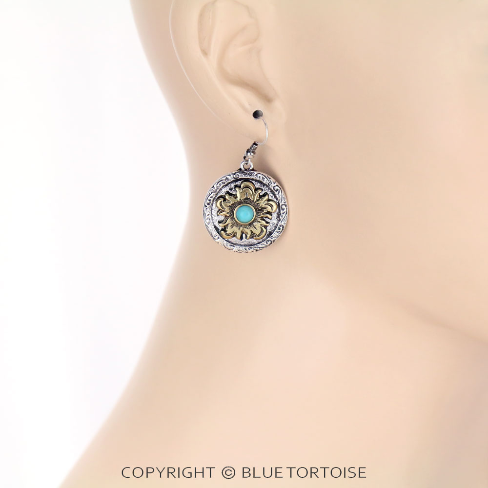Western Style Flower Dangle Earrings - Image 2