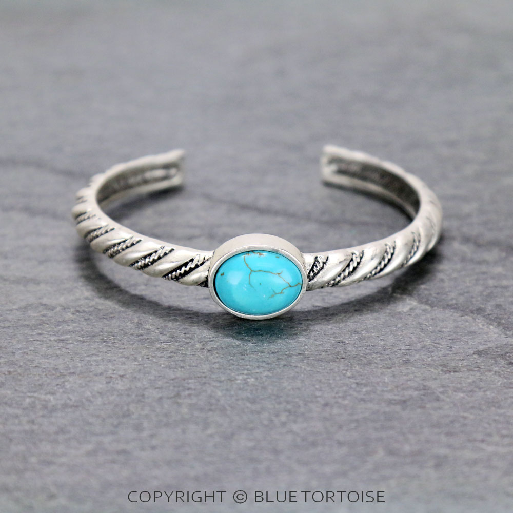 Natural Stone "C" Cuff Bracelet