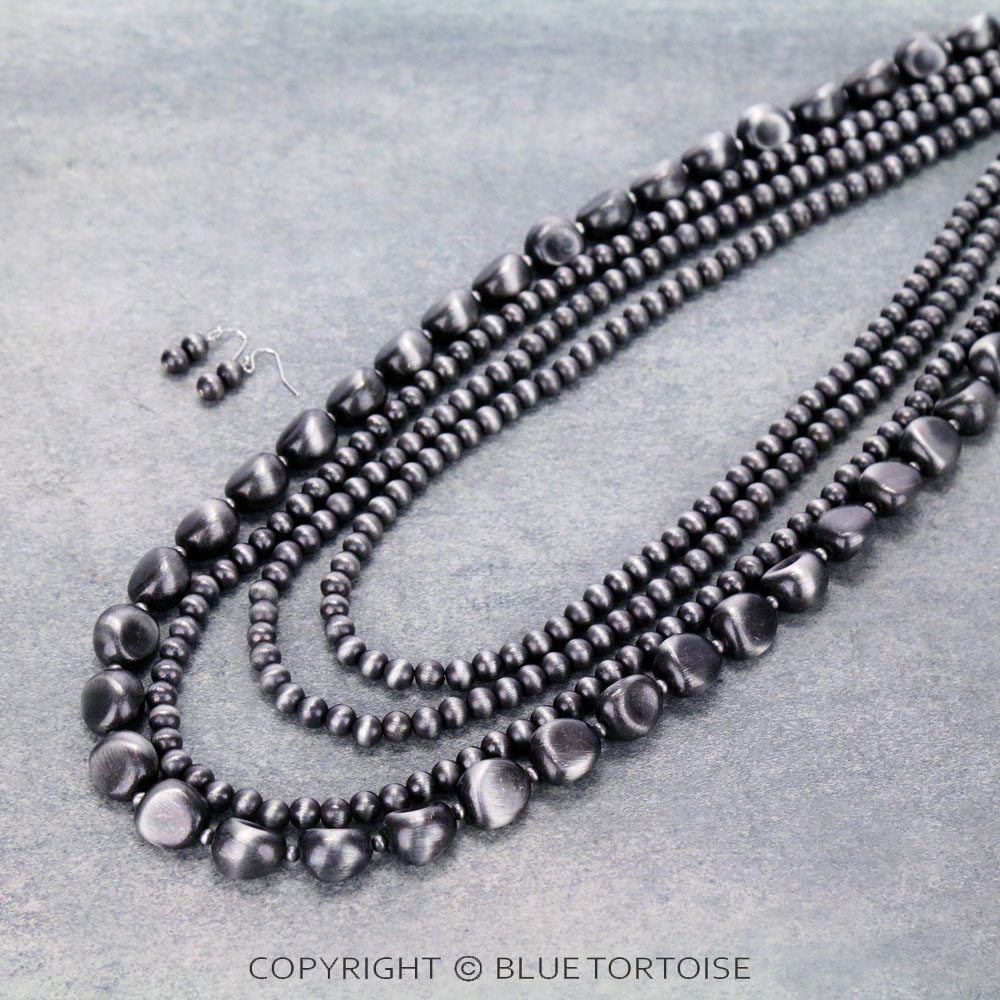 34" Long Navajo Style Pearl Necklace
