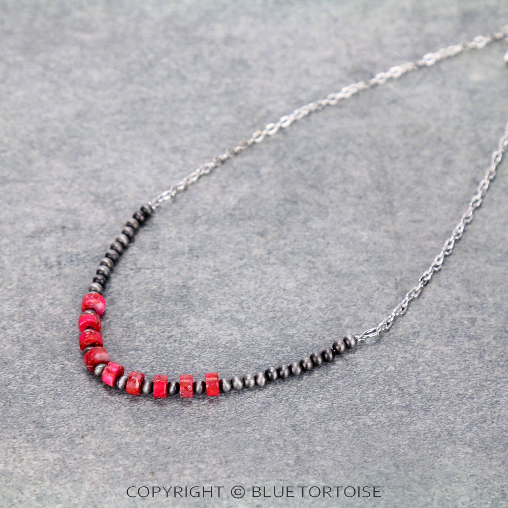 15" Long, Choker Small Cable Chain Necklace with Bead