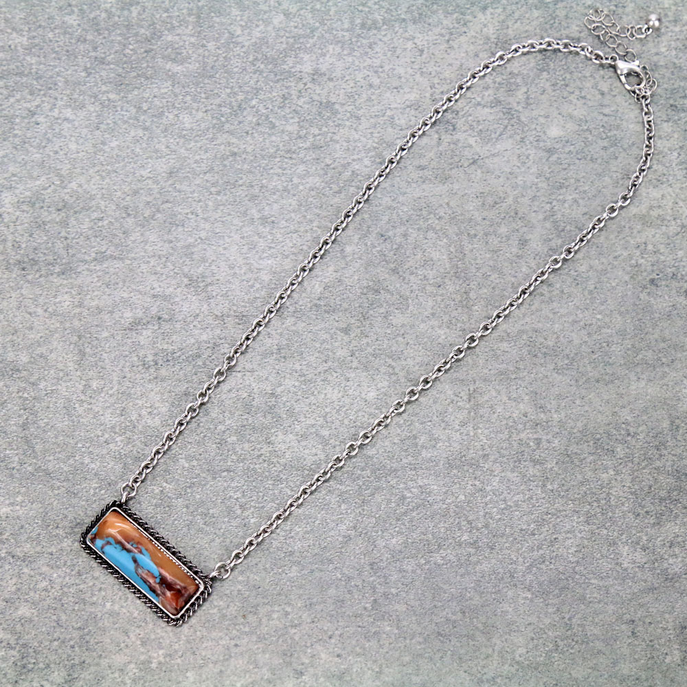Western Hand Stone Bar Necklace