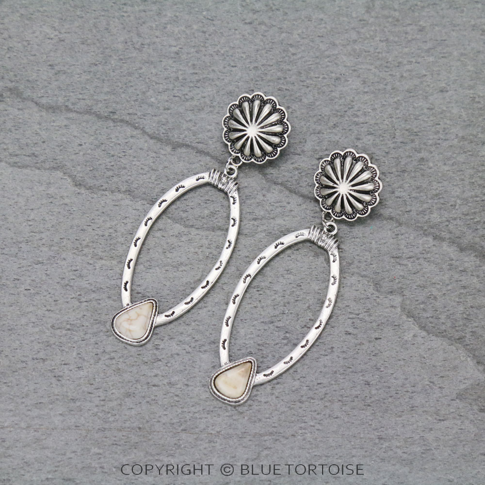 Natural White Stone Post Earrings