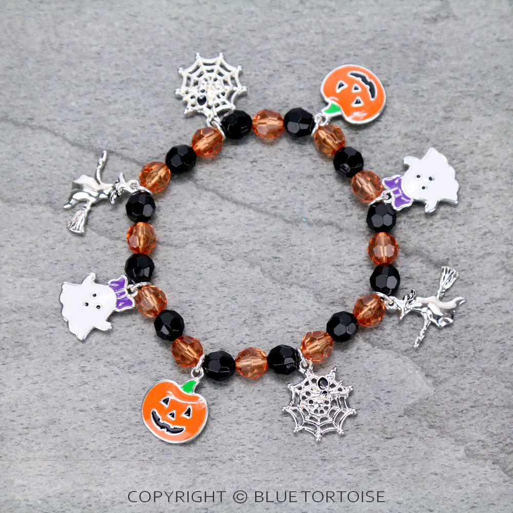 Halloween Acrylic Bead with Epoxy Charms Stretch Bracelet