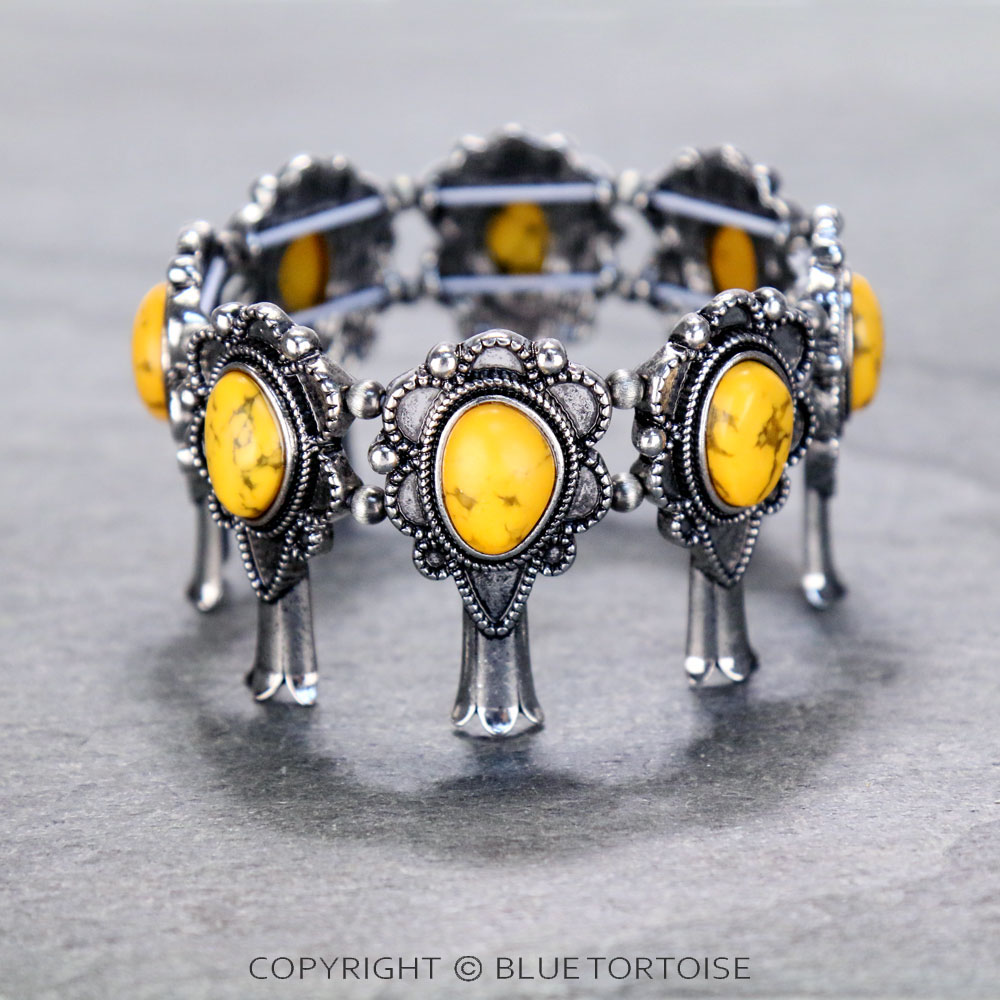 Western Single Squash Blossom Stretch Bracelet