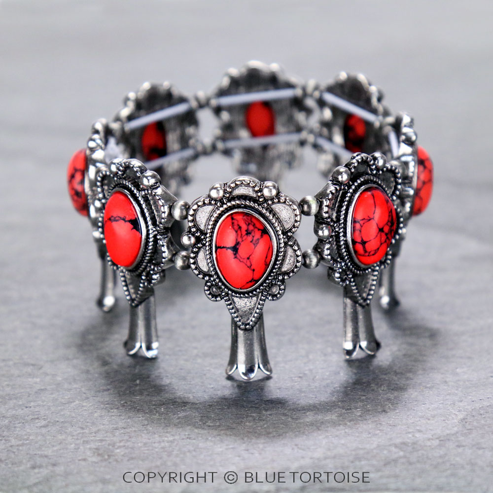 Western Single Squash Blossom Stretch Bracelet