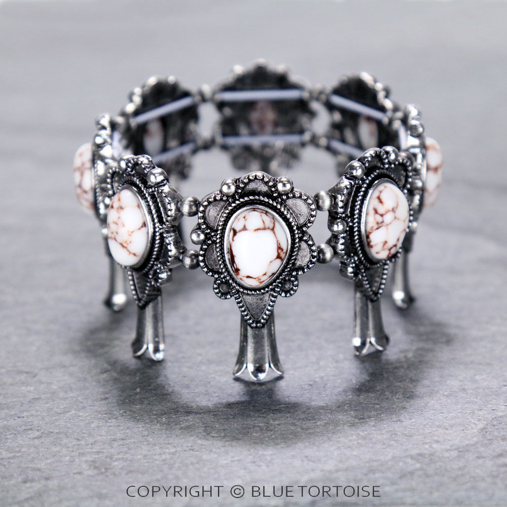 Western Single Squash Blossom Stretch Bracelet