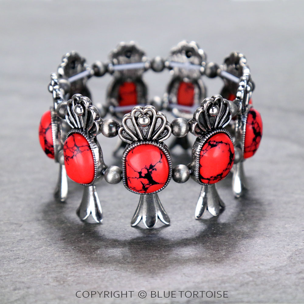 Western Single Squash Blossom Stretch Bracelet