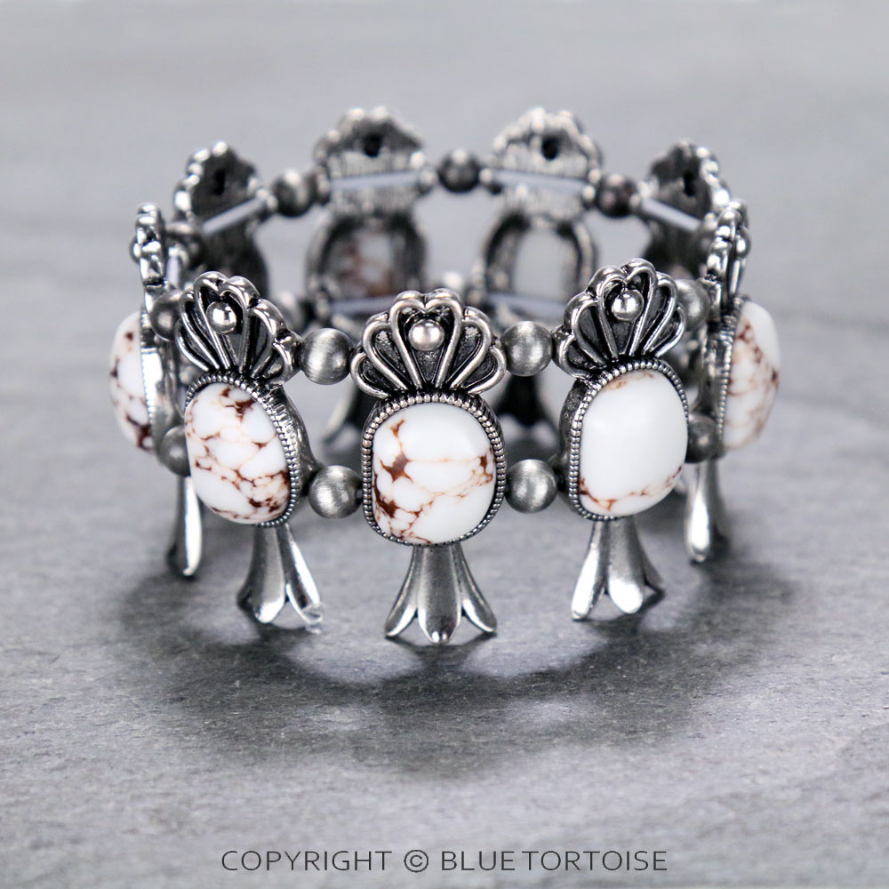Western Single Squash Blossom Stretch Bracelet