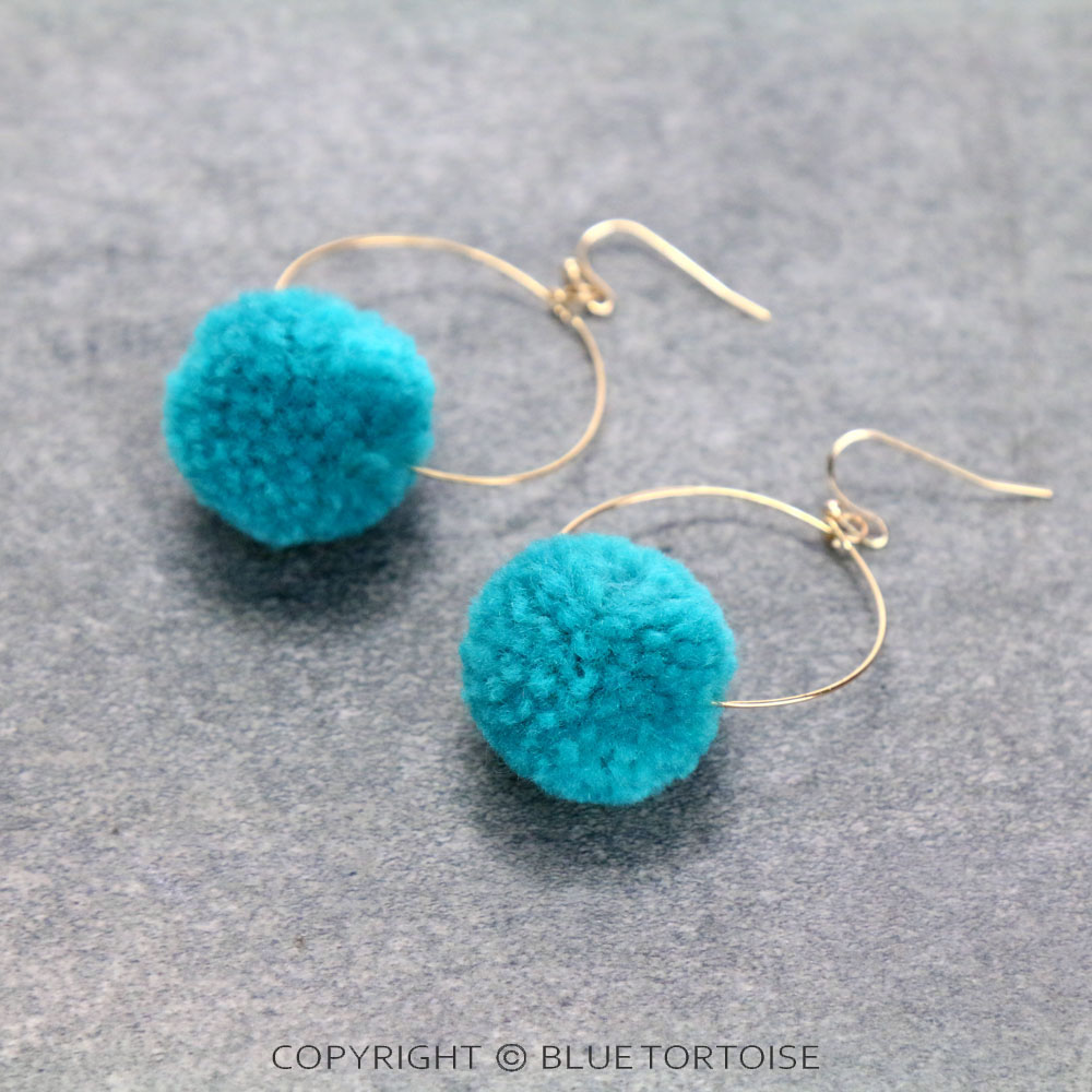 Pompom Teardrop Dangle Earrings