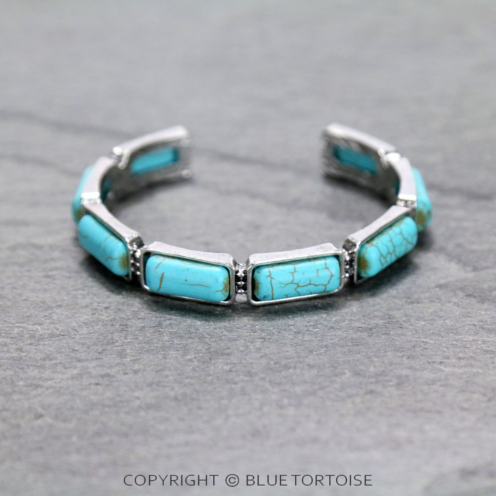Western Rectangle Stone Cuff Bracelet
