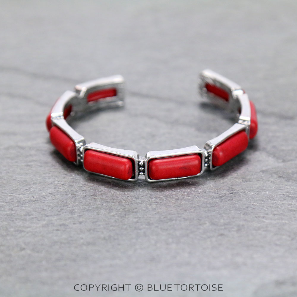 Western Rectangle Stone Cuff Bracelet