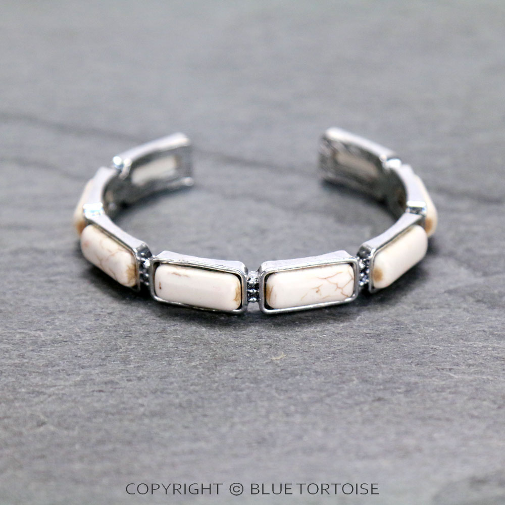 Western Rectangle Stone Cuff Bracelet