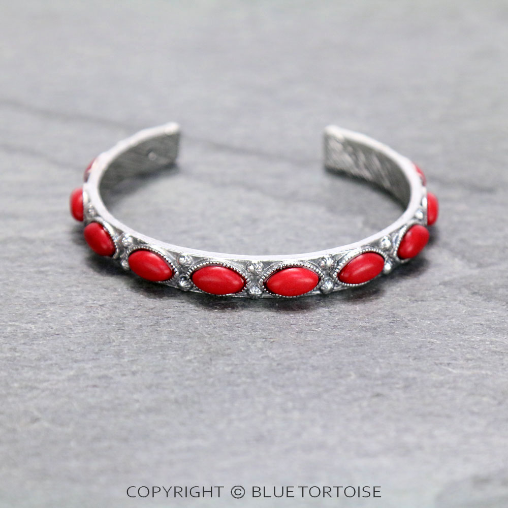 Western Oval Stone Cuff Bracelet